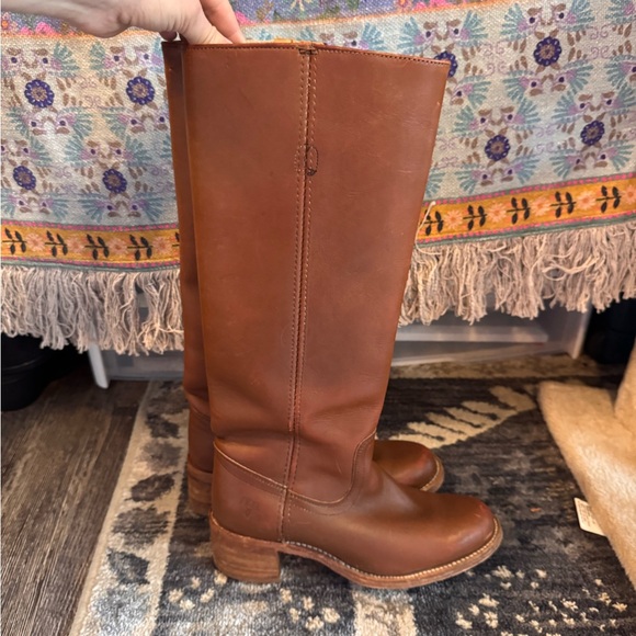 Frye Brown Leather Made in USA Knee-High Campus Boots